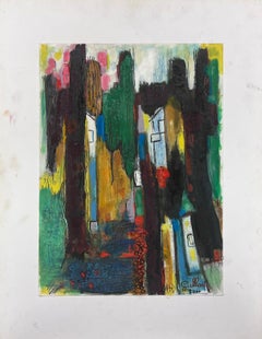 Peinture à l'huile expressionniste française abstraite du 20e siècle - Blaze of Colors