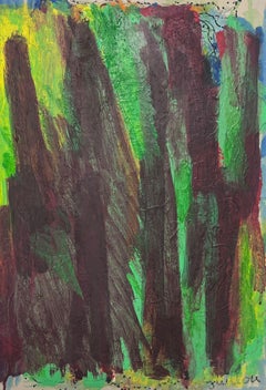Pittura ad olio astratta espressionista francese del 20° secolo, con un'esplosione di colori