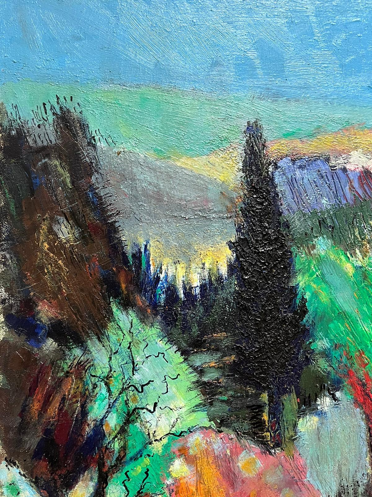 Gran óleo modernista francés Paisaje otoñal en Provenza d. 2002 - Painting de Andre Guillou