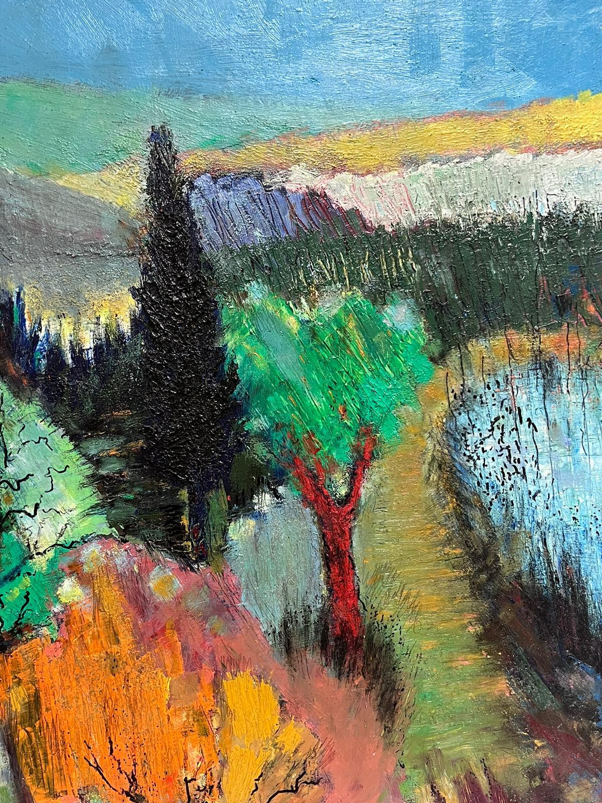 Gran óleo modernista francés Paisaje otoñal en Provenza d. 2002 en venta 1