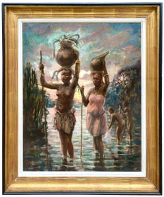 Los aguadores" de André Hallet, Lieja, Bélgica 1890 - 1959 Kisenyi, Ruanda