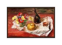 ANDRE HAMBOURG Original OIL PAINTING on CANVAS Floral Still Life Authentic ART