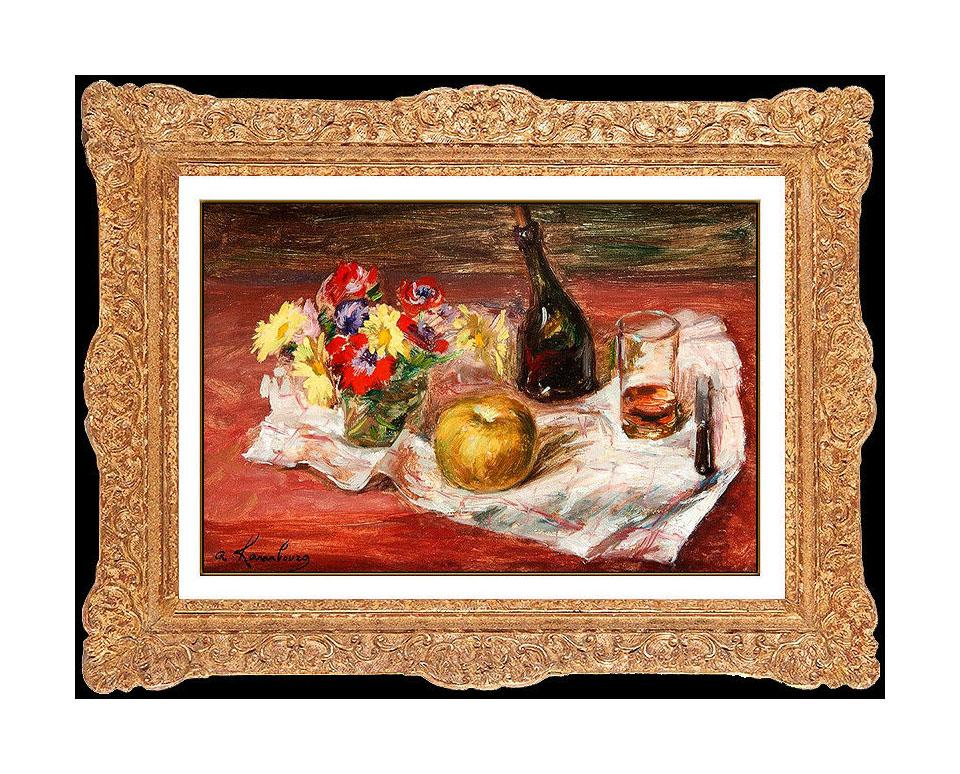 Andre Hambourg Still-Life Painting - ANDRE HAMBOURG Original OIL PAINTING on CANVAS Floral Still Life Authentic ART