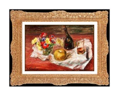 ANDRE HAMBOURG Original OIL PAINTING on CANVAS Floral Still Life Authentic ART