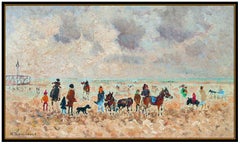 Andre Hambourg Original Oil Painting On Canvas Signed French Landscape Beach Art