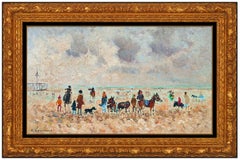 Andre Hambourg Original Oil Painting On Canvas Signed French Landscape Beach Art