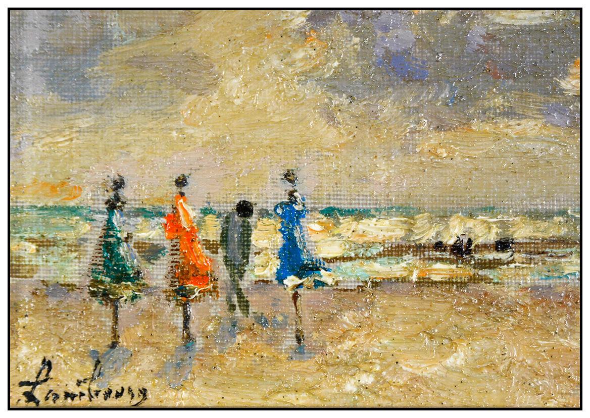 Andre Hambourg Original Painting Oil On Canvas Signed Landscape Beach Framed Art 2