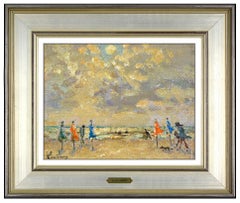 Andre Hambourg Original Painting Oil On Canvas Signed Landscape Beach Framed Art