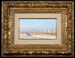 Beau Temps en Aout - Deauville - Modern Landscape Oil Painting by André Hambourg