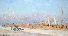 Beau Temps en Aout - Deauville - Peinture à l'huile de paysage moderne par André Hambourg