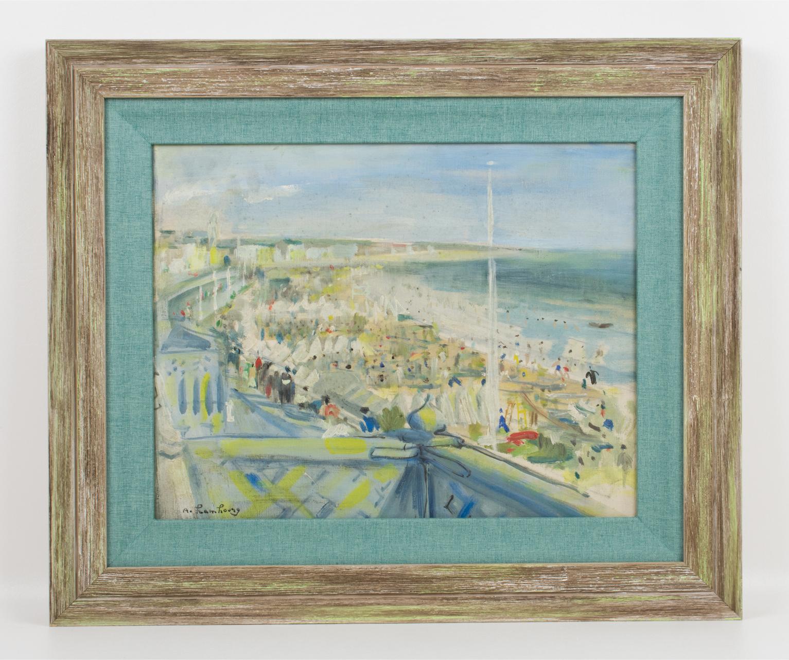 Sulla spiaggia, dipinto olio su tela di André Hambourg in vendita 6