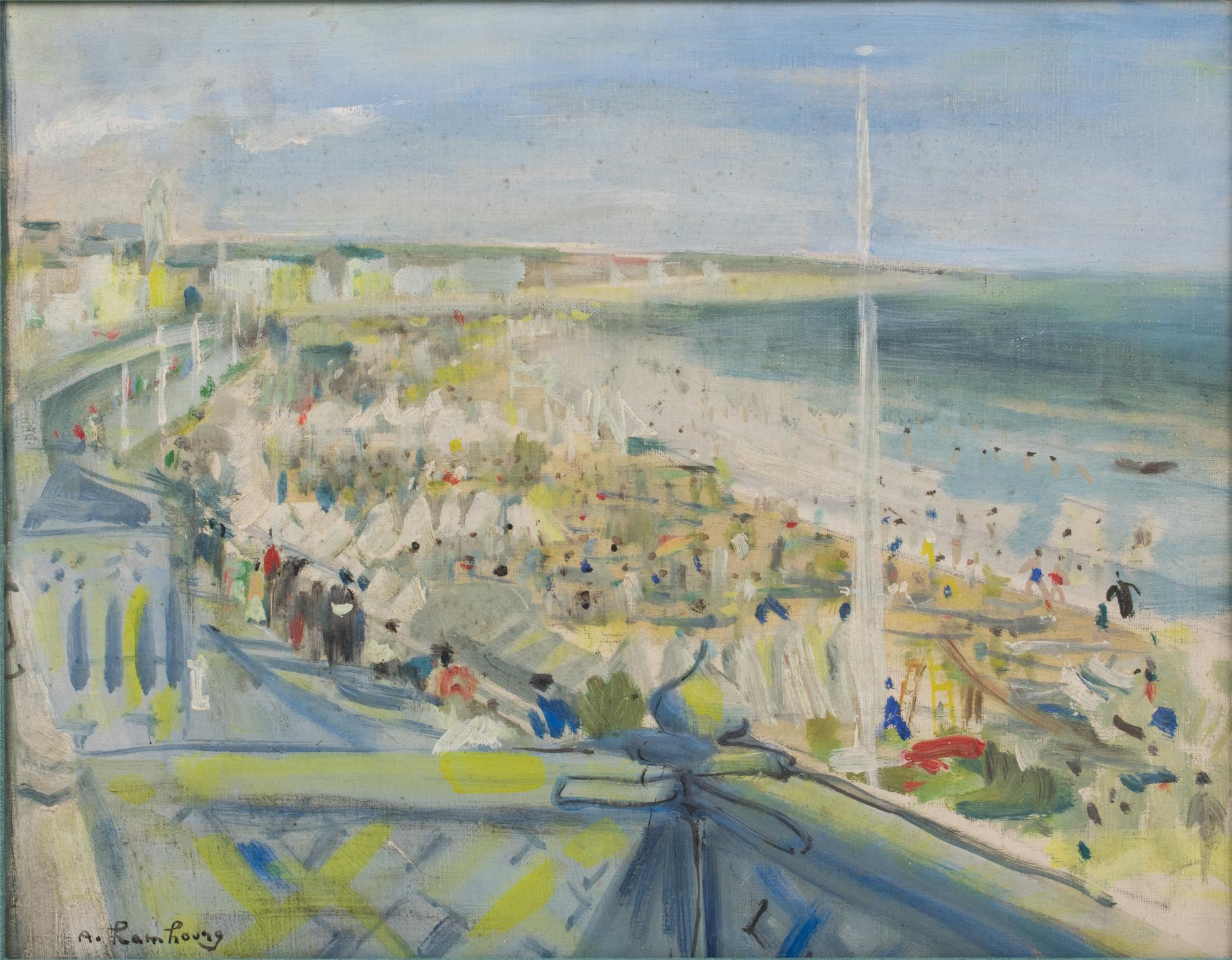 Sulla spiaggia, dipinto olio su tela di André Hambourg in vendita 1