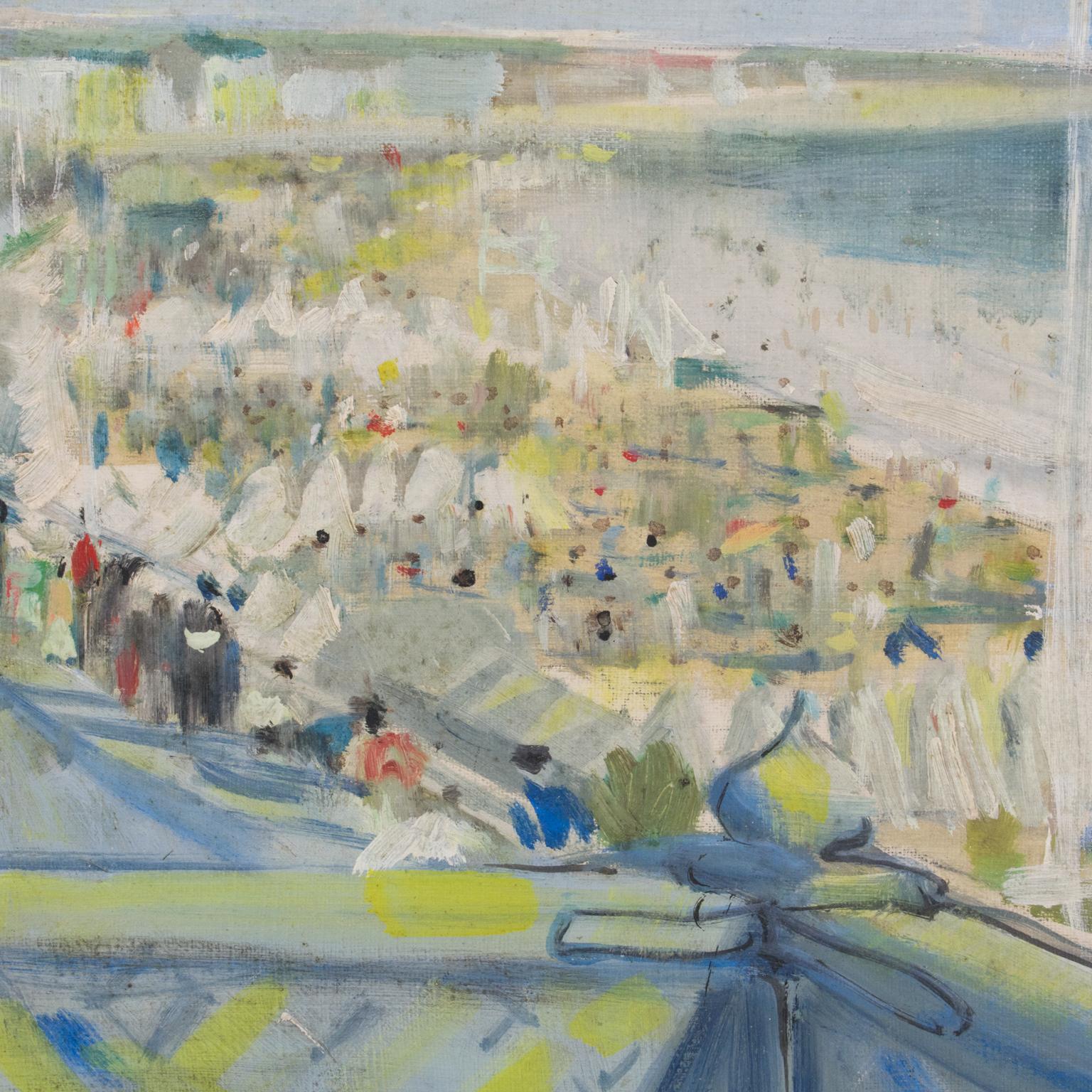 Sulla spiaggia, dipinto olio su tela di André Hambourg in vendita 2
