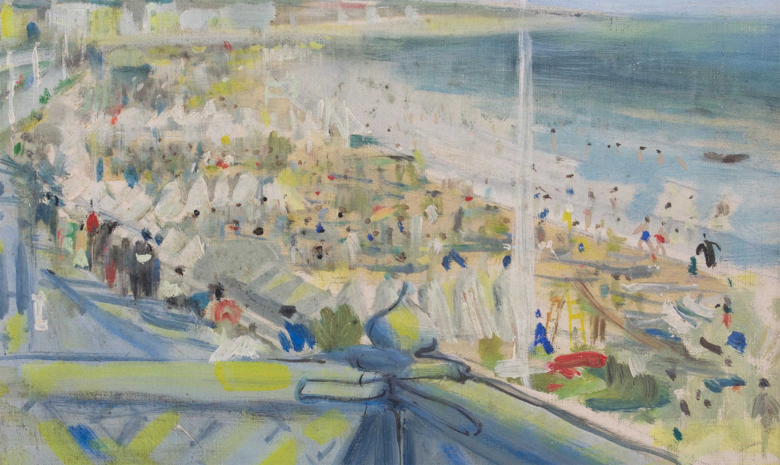 Sulla spiaggia, dipinto olio su tela di André Hambourg in vendita 3