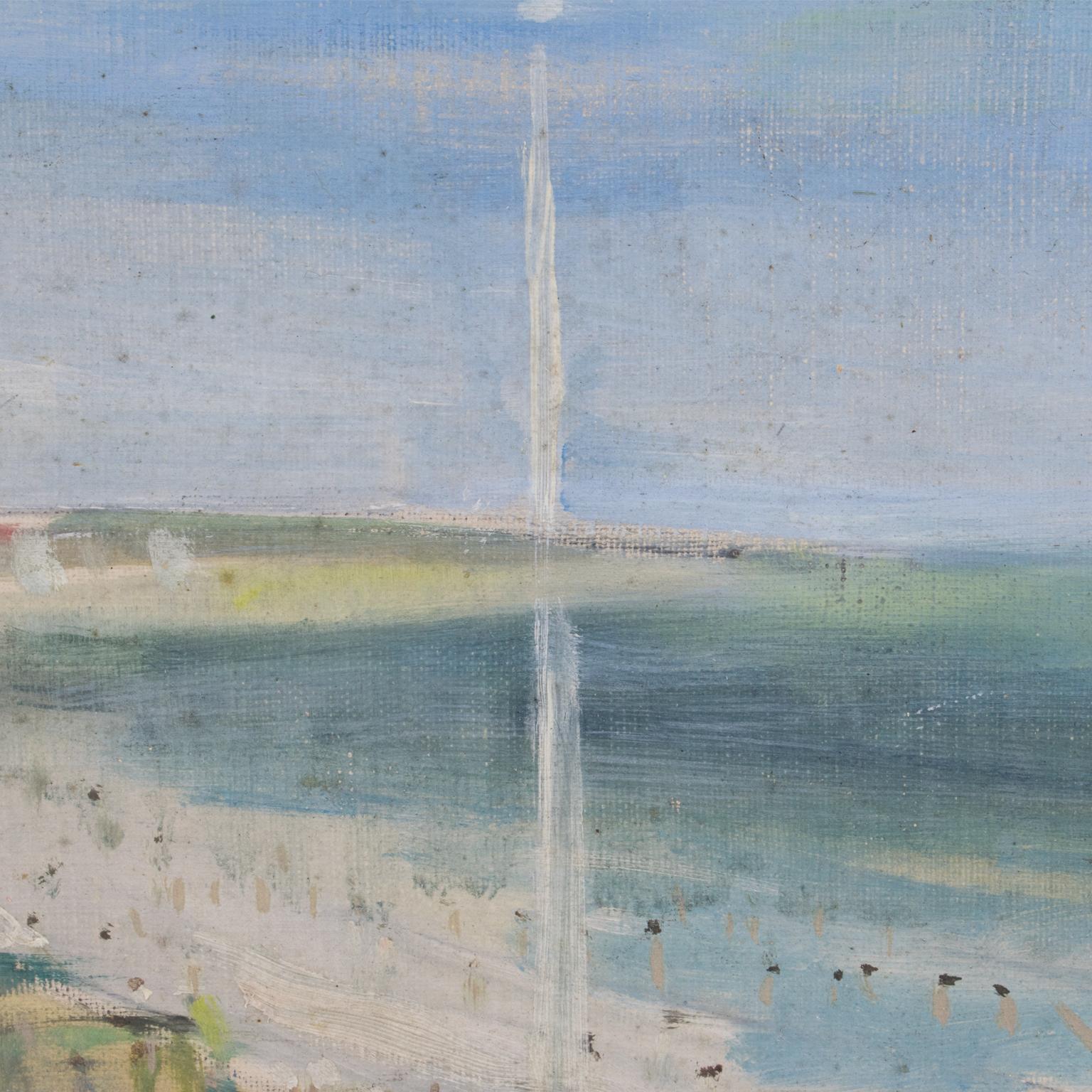 By the Beach, Oil on Canvas Painting by André Hambourg For Sale 5