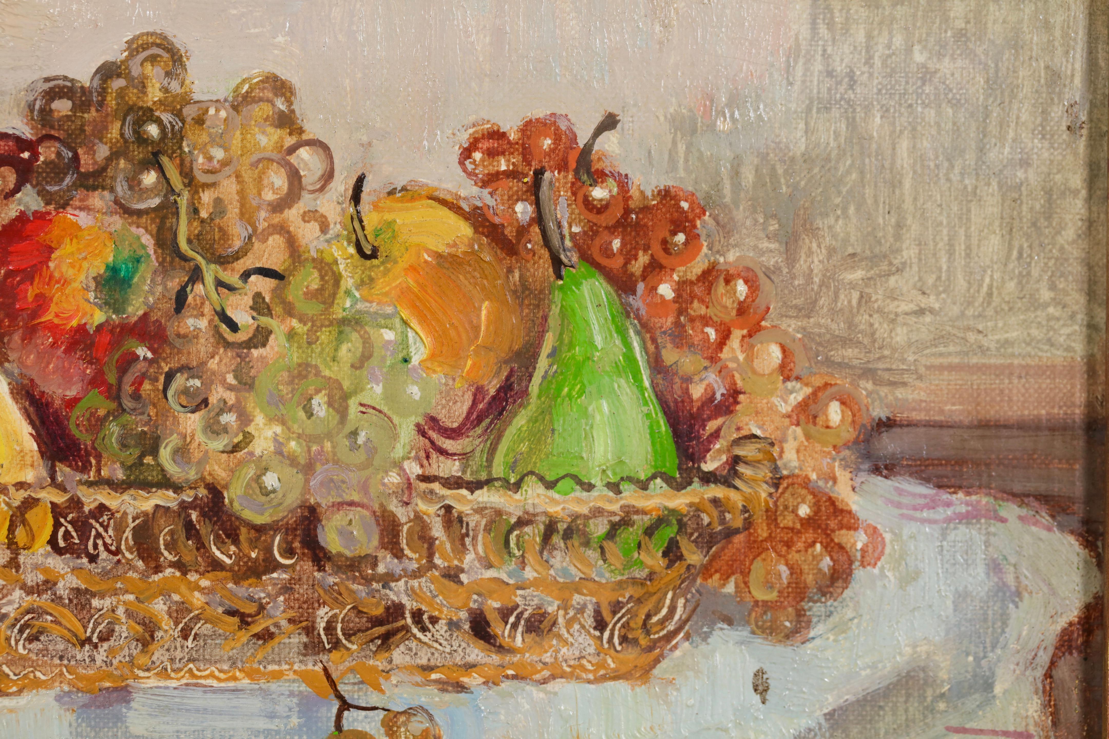 La Corbeille de Fruits - Modernes Stillleben Ölgemälde von André Hambourg im Angebot 6