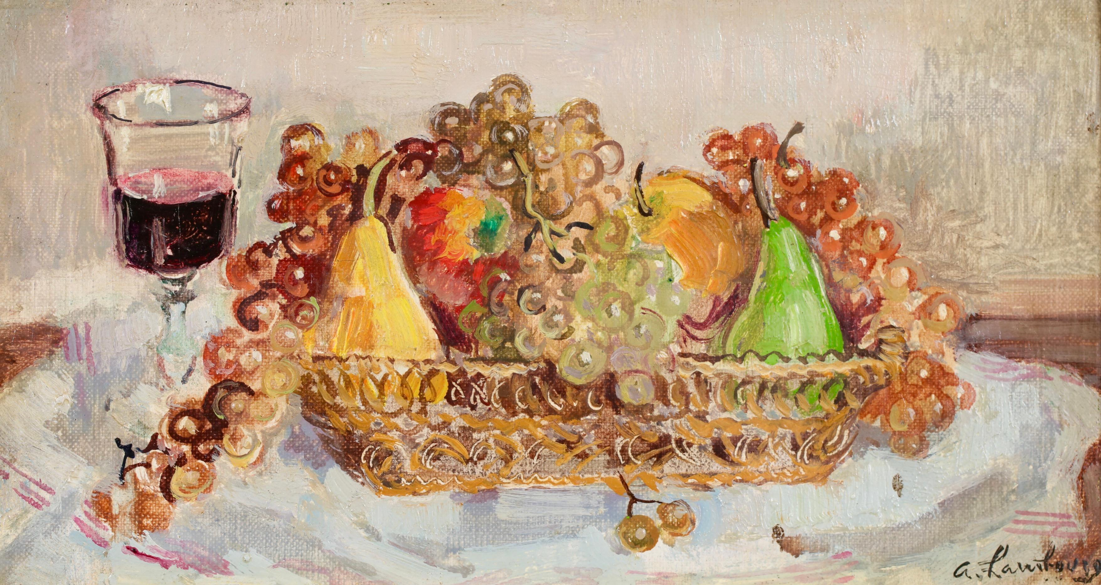 La Corbeille de Fruits - Modernes Stillleben Ölgemälde von André Hambourg – Painting von Andre Hambourg