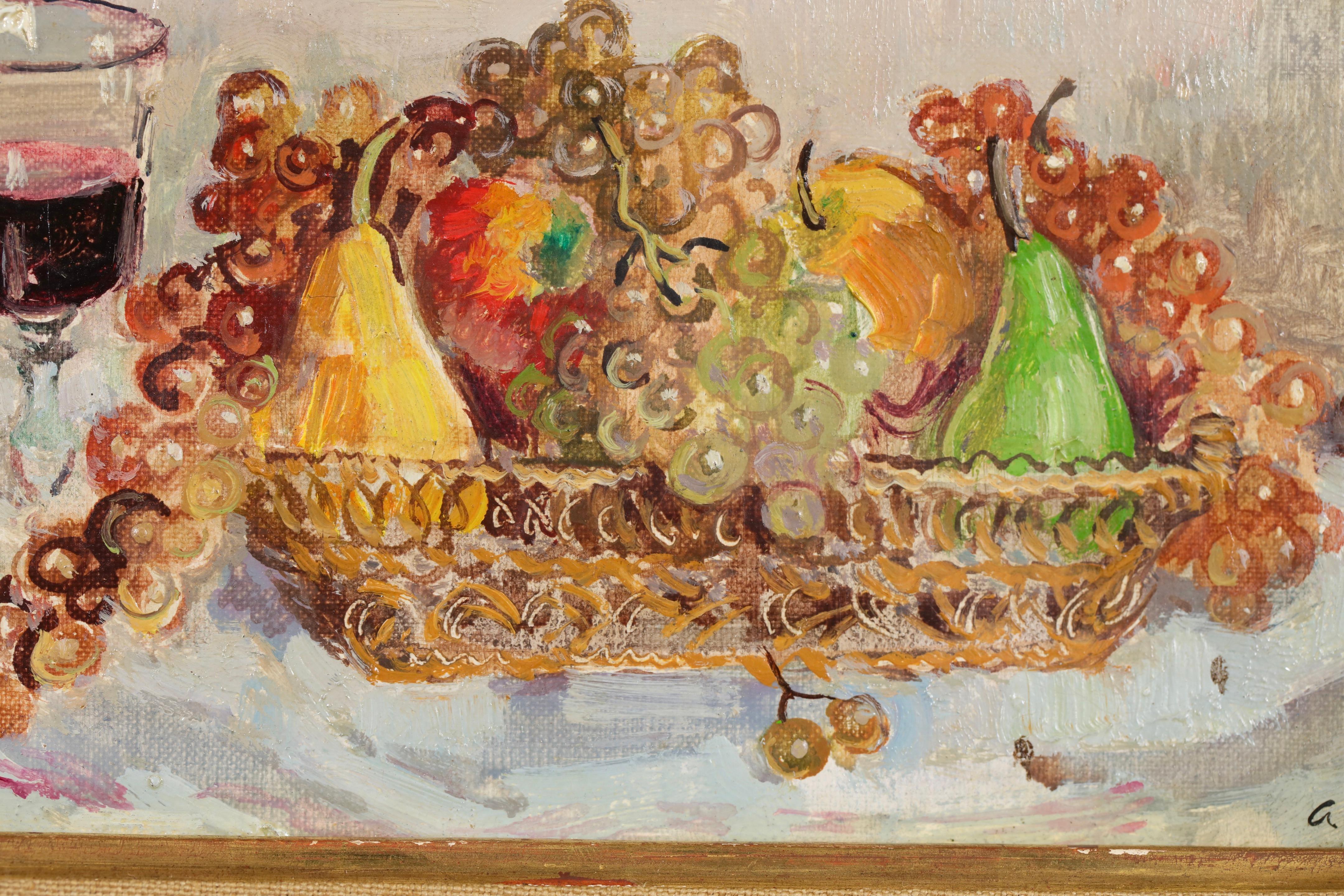 La Corbeille de Fruits - Modernes Stillleben Ölgemälde von André Hambourg im Angebot 1