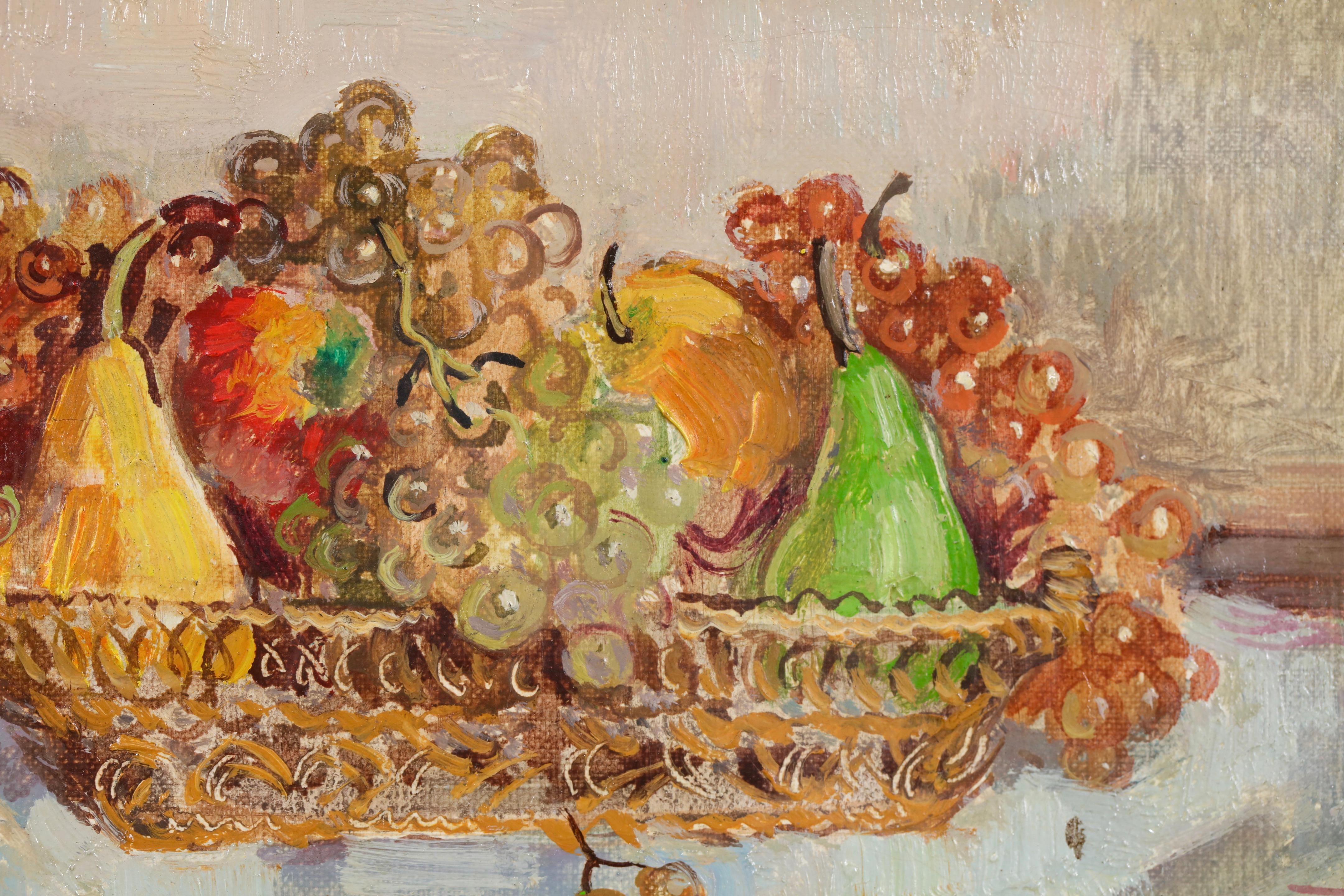 La Corbeille de Fruits - Modernes Stillleben Ölgemälde von André Hambourg im Angebot 3