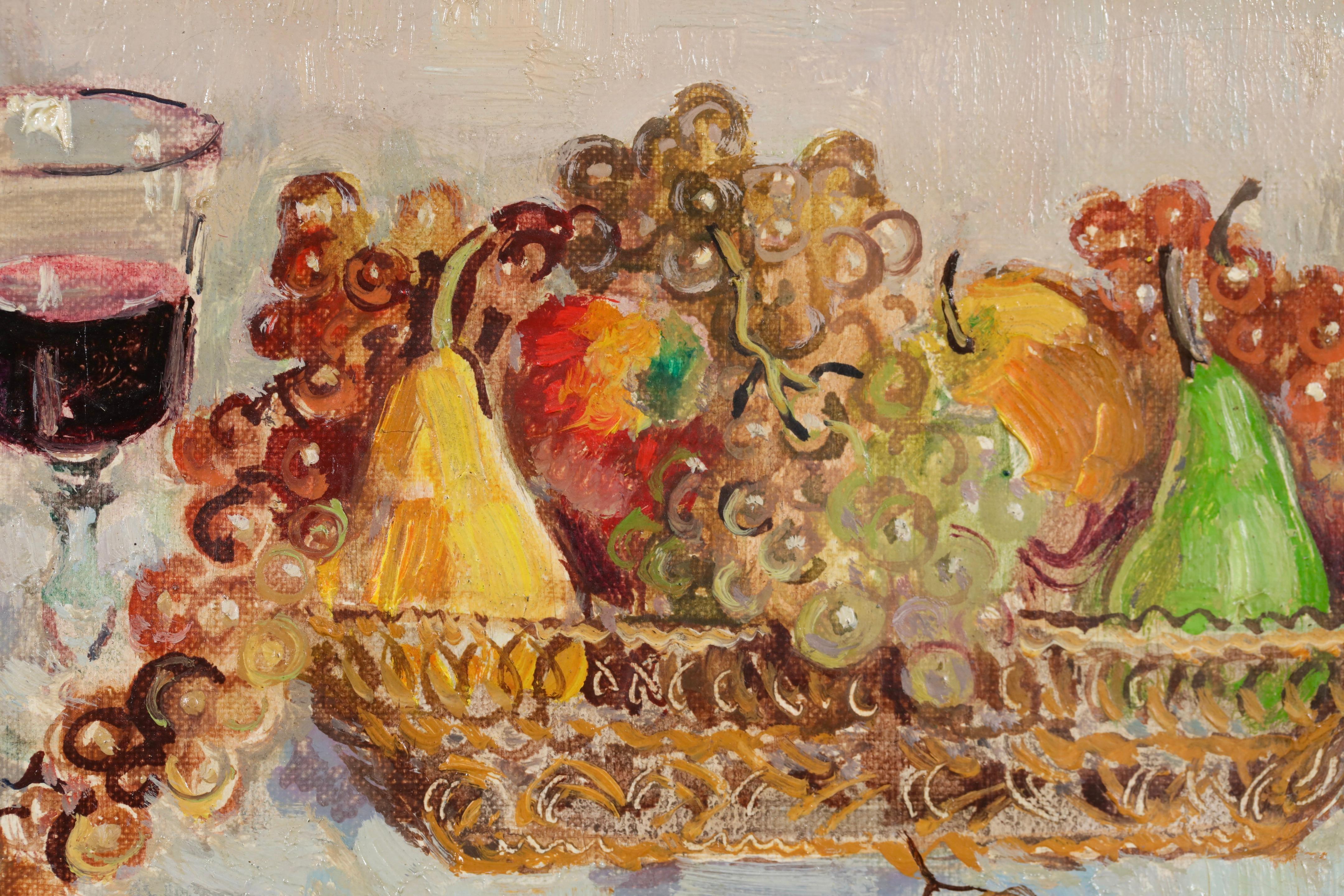 La Corbeille de Fruits - Modernes Stillleben Ölgemälde von André Hambourg im Angebot 4