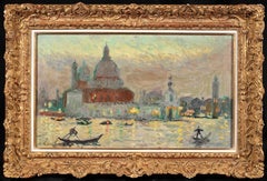 La Salute le Soir - Venise - Peinture à l'huile de paysage moderne par André Hambourg