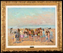 Les petits chevaux de la plage - Paysage moderne à l'huile d'André Hambourg