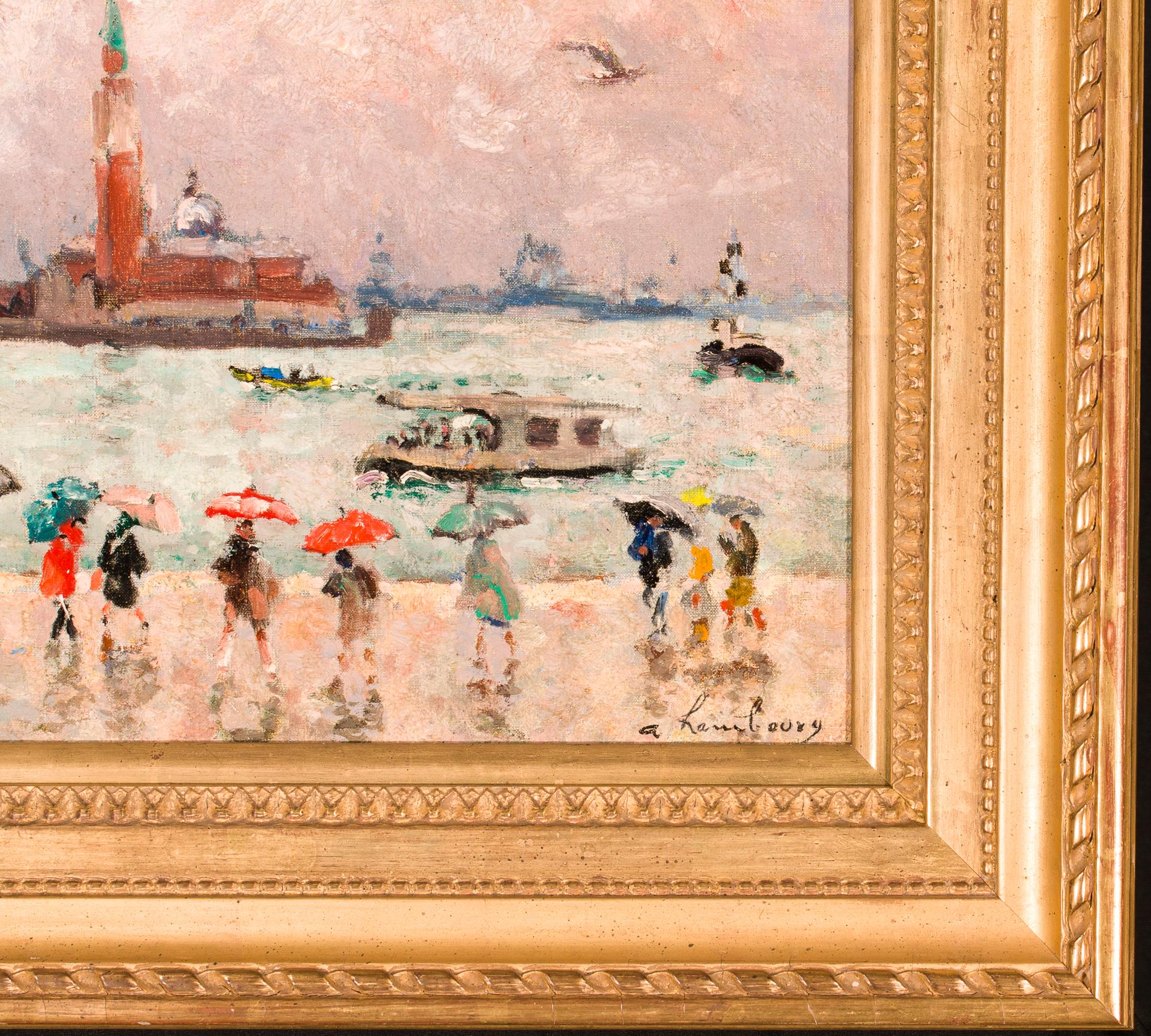 Pluie a Venice (Venedig im Regen) (Post-Impressionismus), Painting, von Andre Hambourg