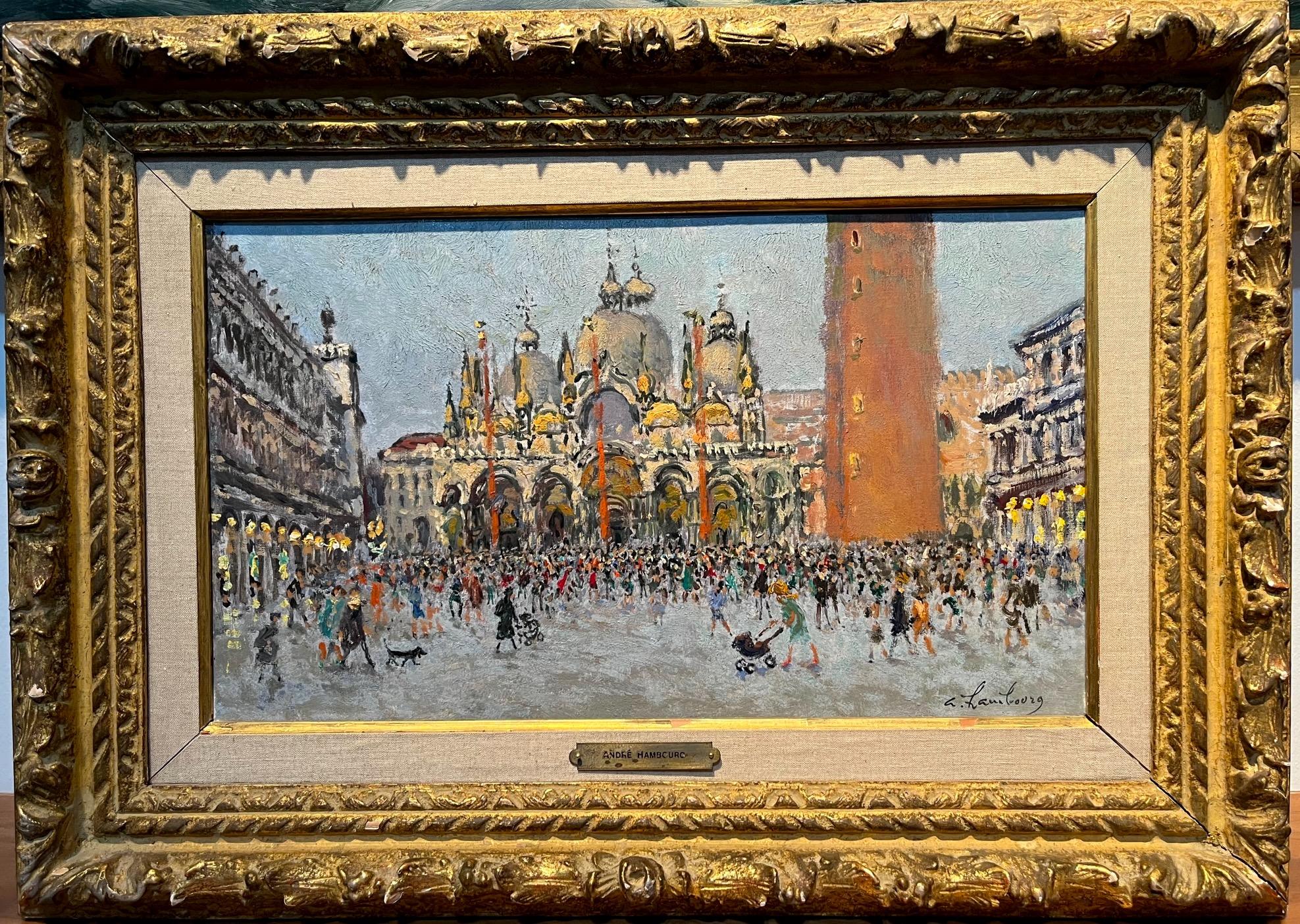 Saint Marks Square, Venise - Painting de Andre Hambourg
