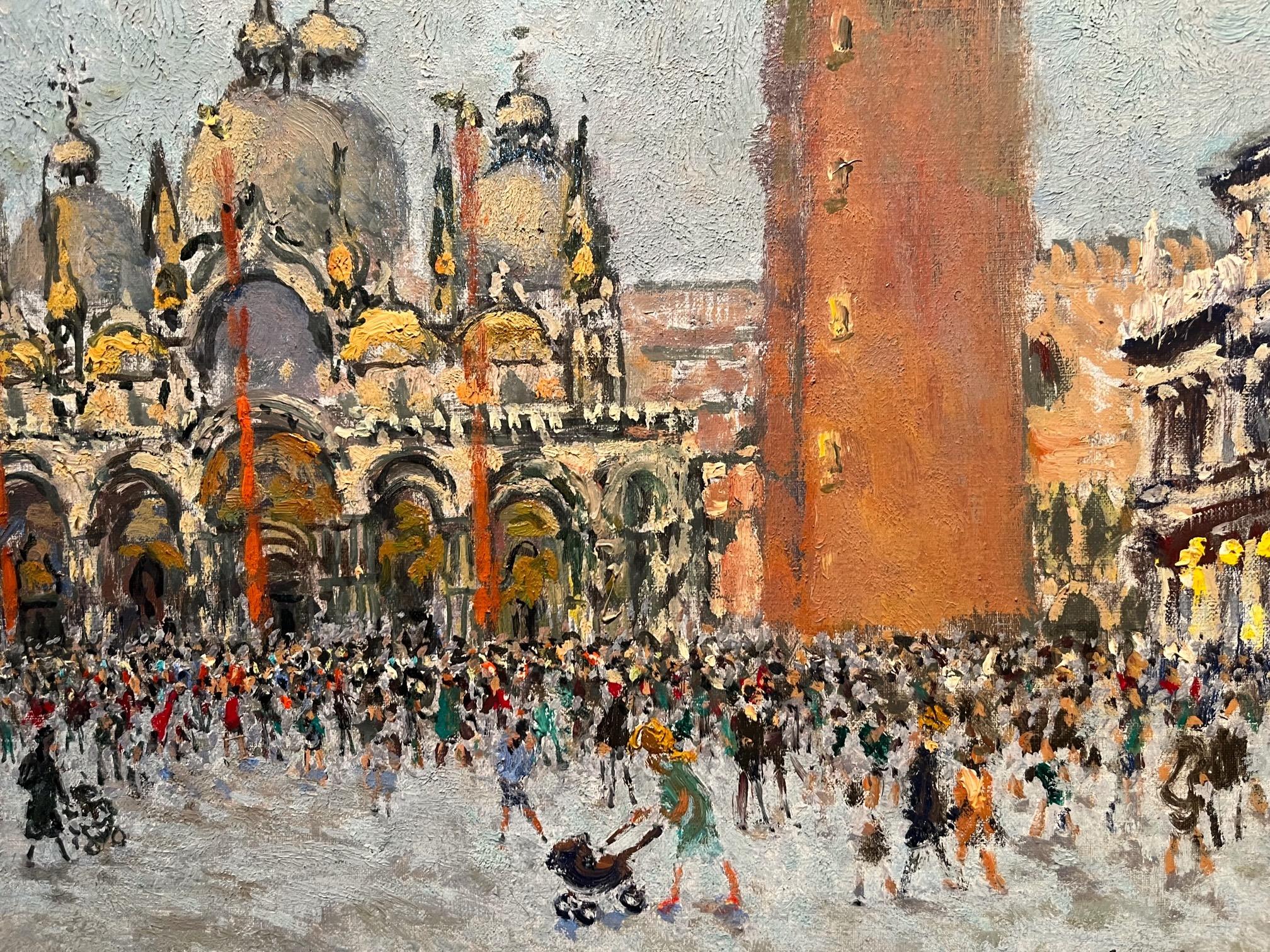 Saint Marks Square, Venise - Post-impressionnisme Painting par Andre Hambourg