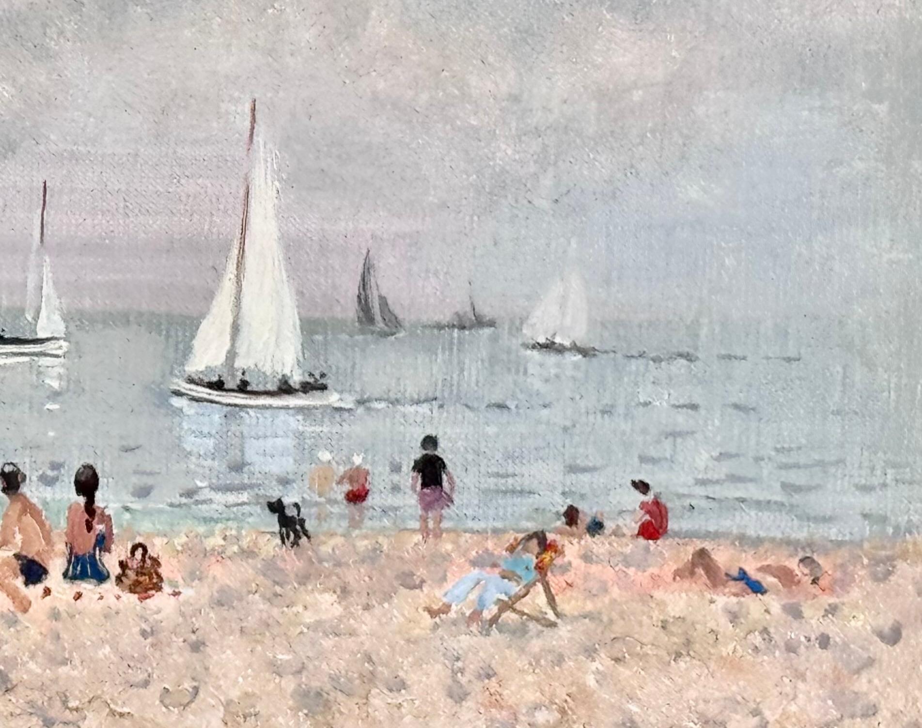 Scène de Plage par Beau Temps, 1962 - Impressionnisme Painting par Andre Hambourg