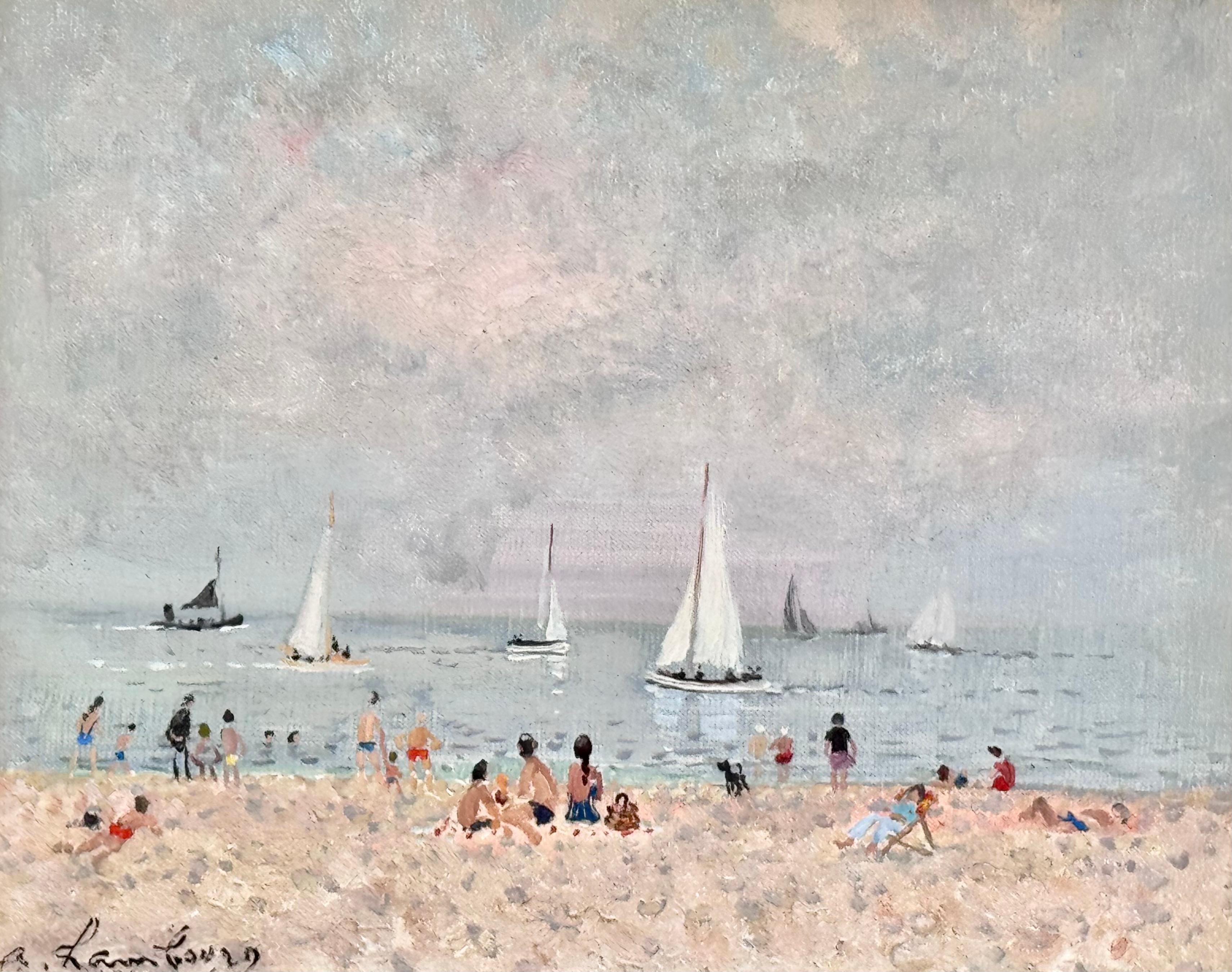 Landscape Painting Andre Hambourg - Scène de Plage par Beau Temps, 1962