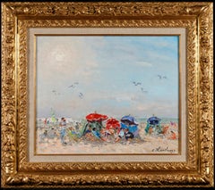 Soleil en Aout a Deauville - Peinture à l'huile de paysage moderne par André Hambourg