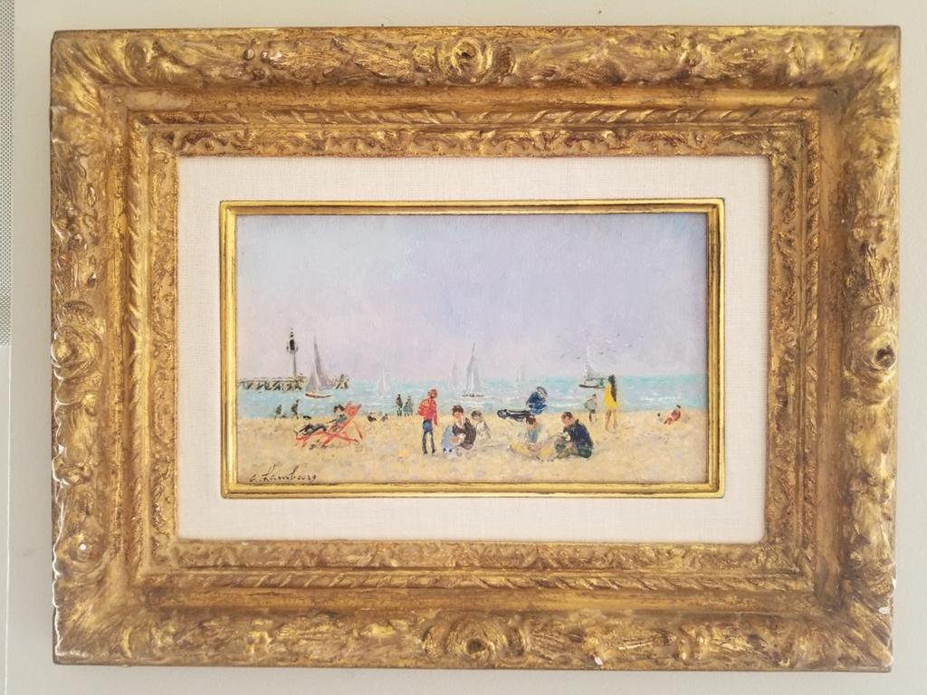 Sur la plage - Painting by Andre Hambourg
