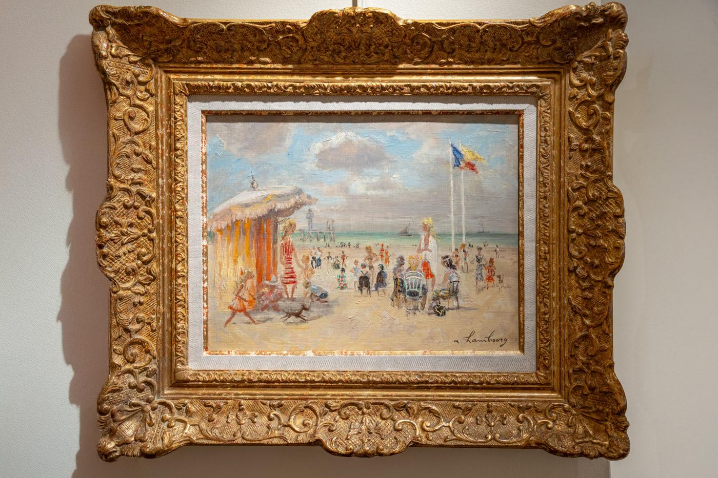 André HAMBOURG (1909-1999)

Sur la plage, Trouville, 1952

Óleo sobre lienzo
Dimensiones de la pintura: 27 x 35,5 cm
Firmado abajo a la derecha
Título en el reverso

Pintura en perfecto estado
Marco tallado y dorado con hoja

Cuadro vendido con
