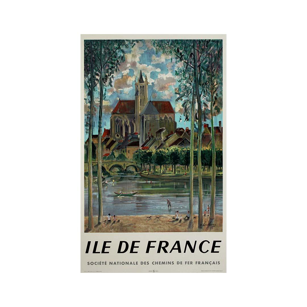Original 1958 lithographic poster by André Hambourg - Ile de France - SNCF For Sale 2