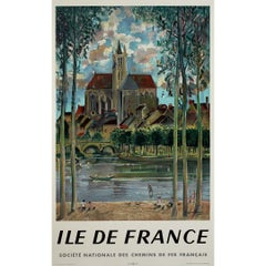 Original 1958 lithographic poster by André Hambourg - Ile de France - SNCF