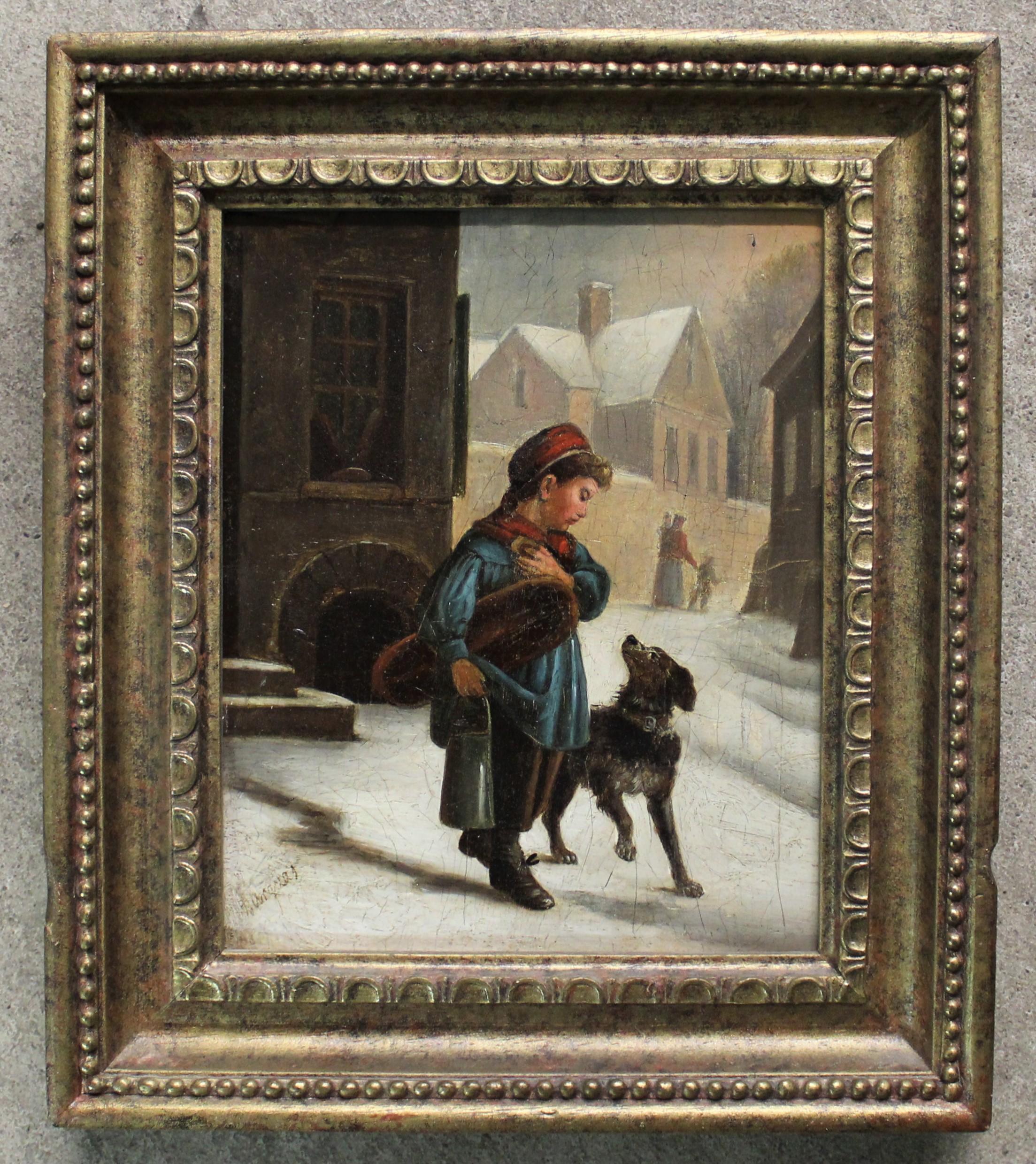 Andre Henri Dargelas (French 1828-1906)
Medium: Oil on metal panel
Size with frame 9.5