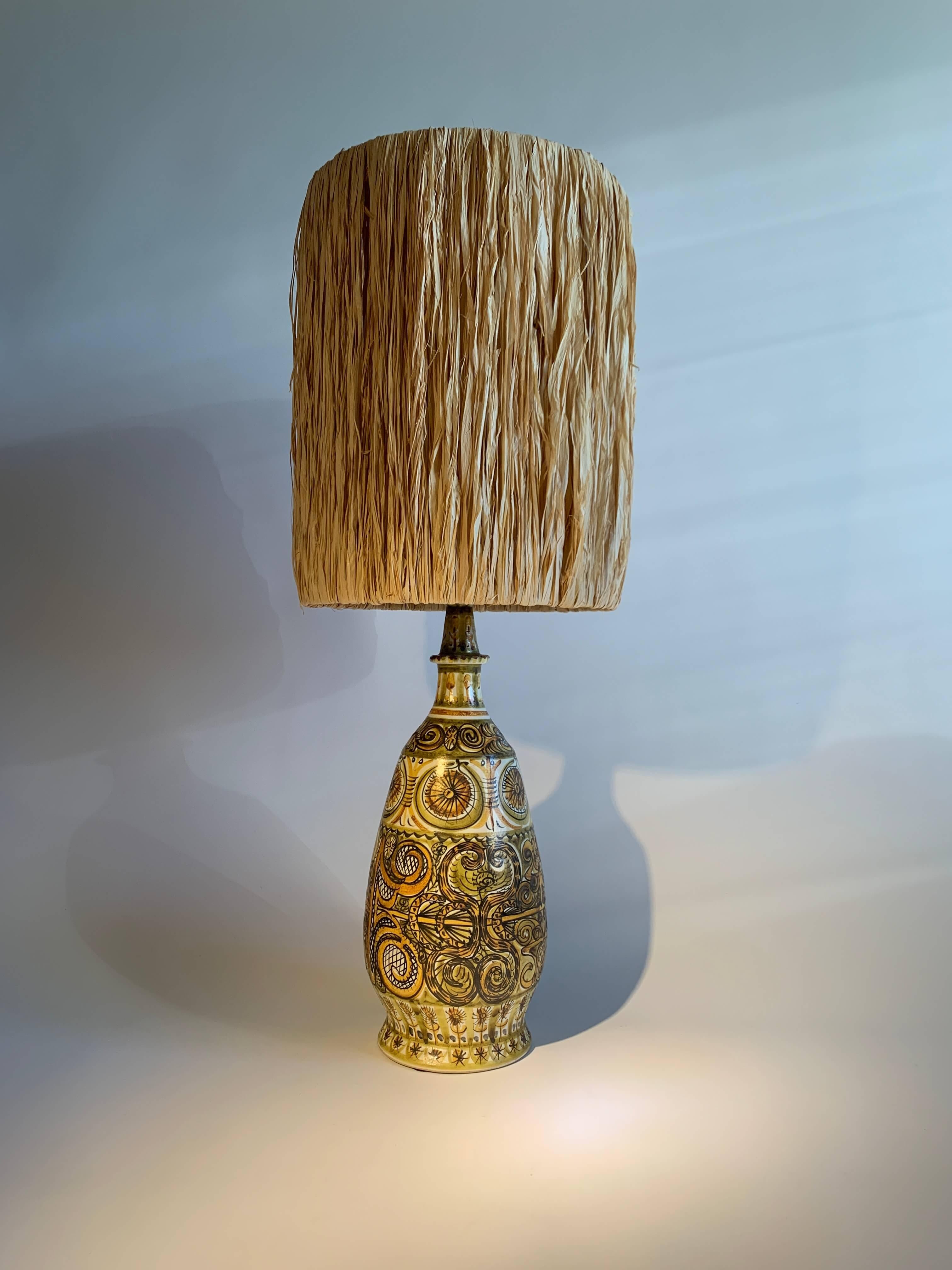 Mid-Century Modern French ceramic Table Lamp, André Horellou For Sale