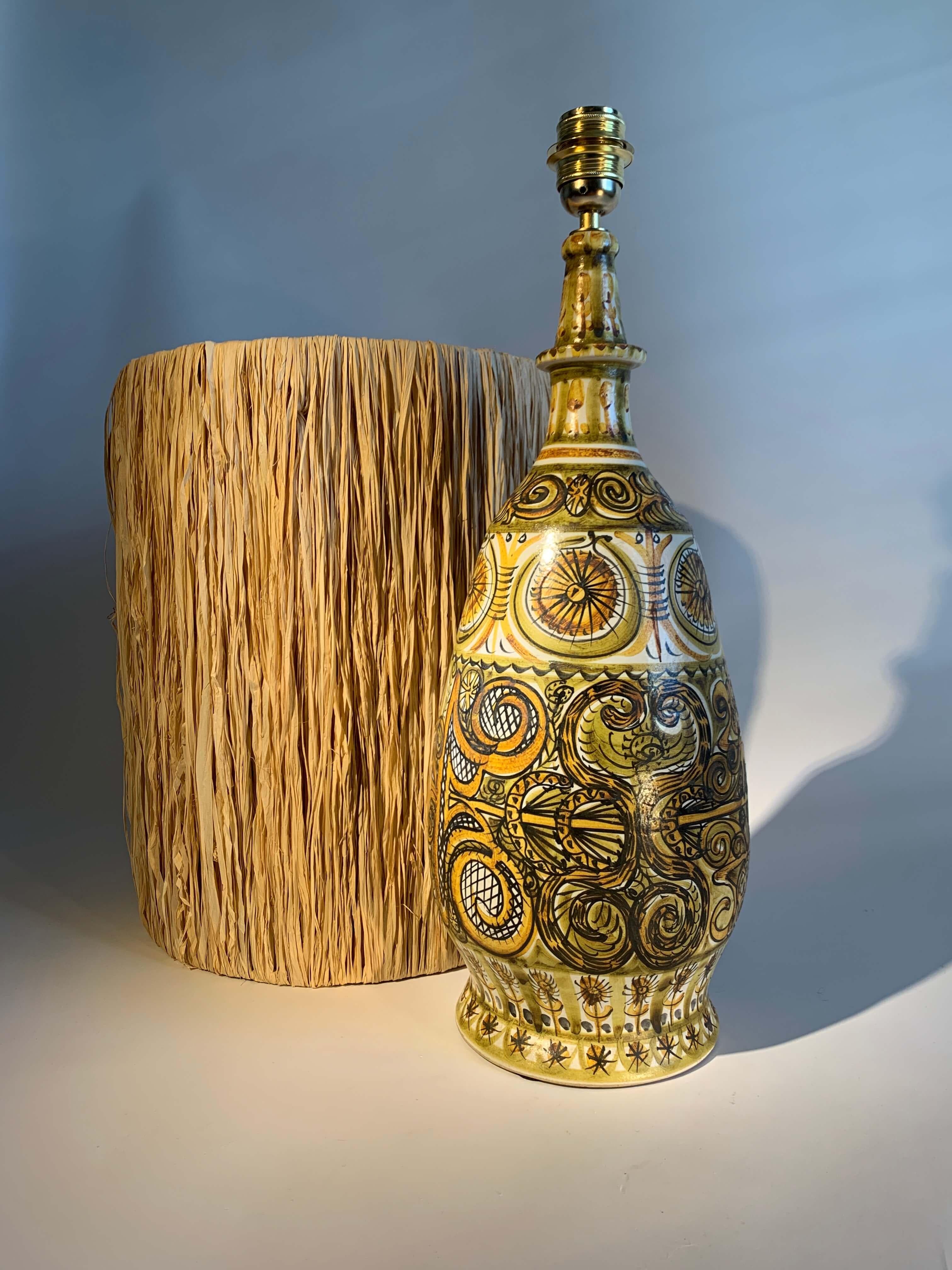 French ceramic Table Lamp, André Horellou In Good Condition For Sale In L’ISLE-SUR-LA-SORGUE, FR