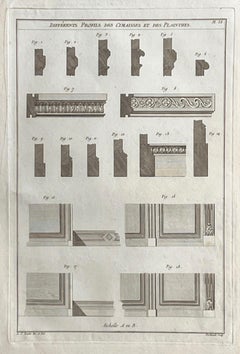 Different Profils Des Cimaisses, Roubo French cabinetmaking design engraving