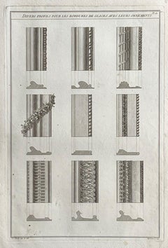 Different Profils Pour Les Bordures, Roubo French cabinetmaking design engraving