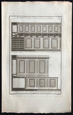 Armoires Elevations de Diverses, gravure d'ébénisterie française de Roubo