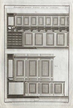 Elevations de Diverses Armoires, Roubo French cabinetmaking design engraving