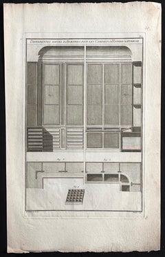 Les Cabinets D'Histoire Naturelle, Roubo Incisione di design di ebanisteria francese