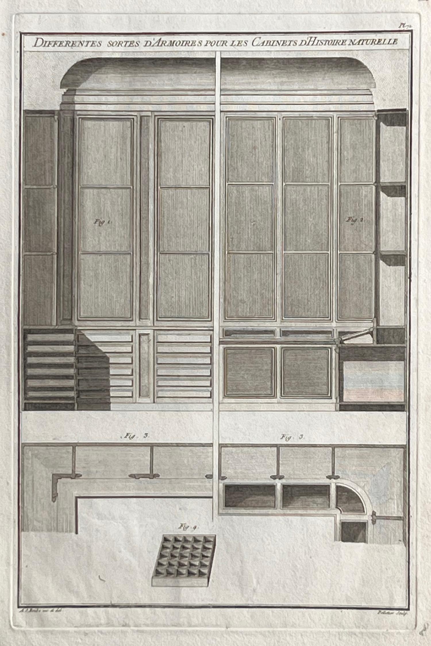 Interior Print de Andre Jacob Roubo - Les Cabinets D'Histoire Naturelle, Roubo Grabado de diseño de ebanistería francesa