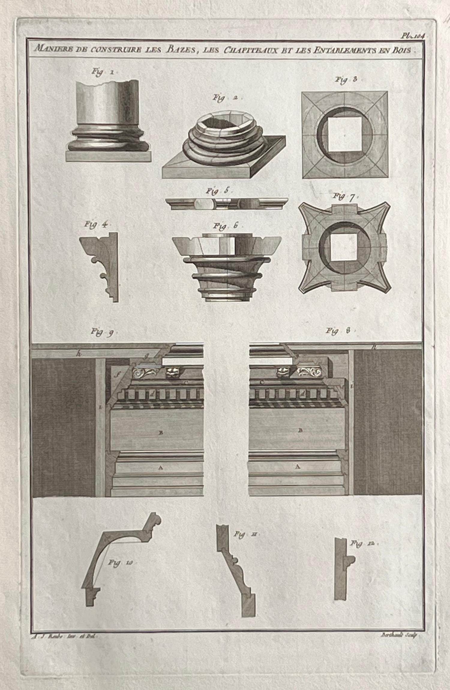 Interior Print Andre Jacob Roubo - Manière de construction Les Bazes, Roubo, gravure de conception d'ébénisterie française