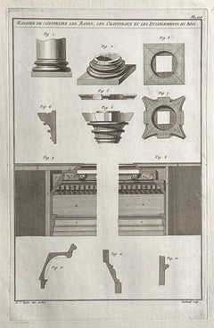 Maniere De Construire Les Bazes, Roubo French cabinetmaking design engraving