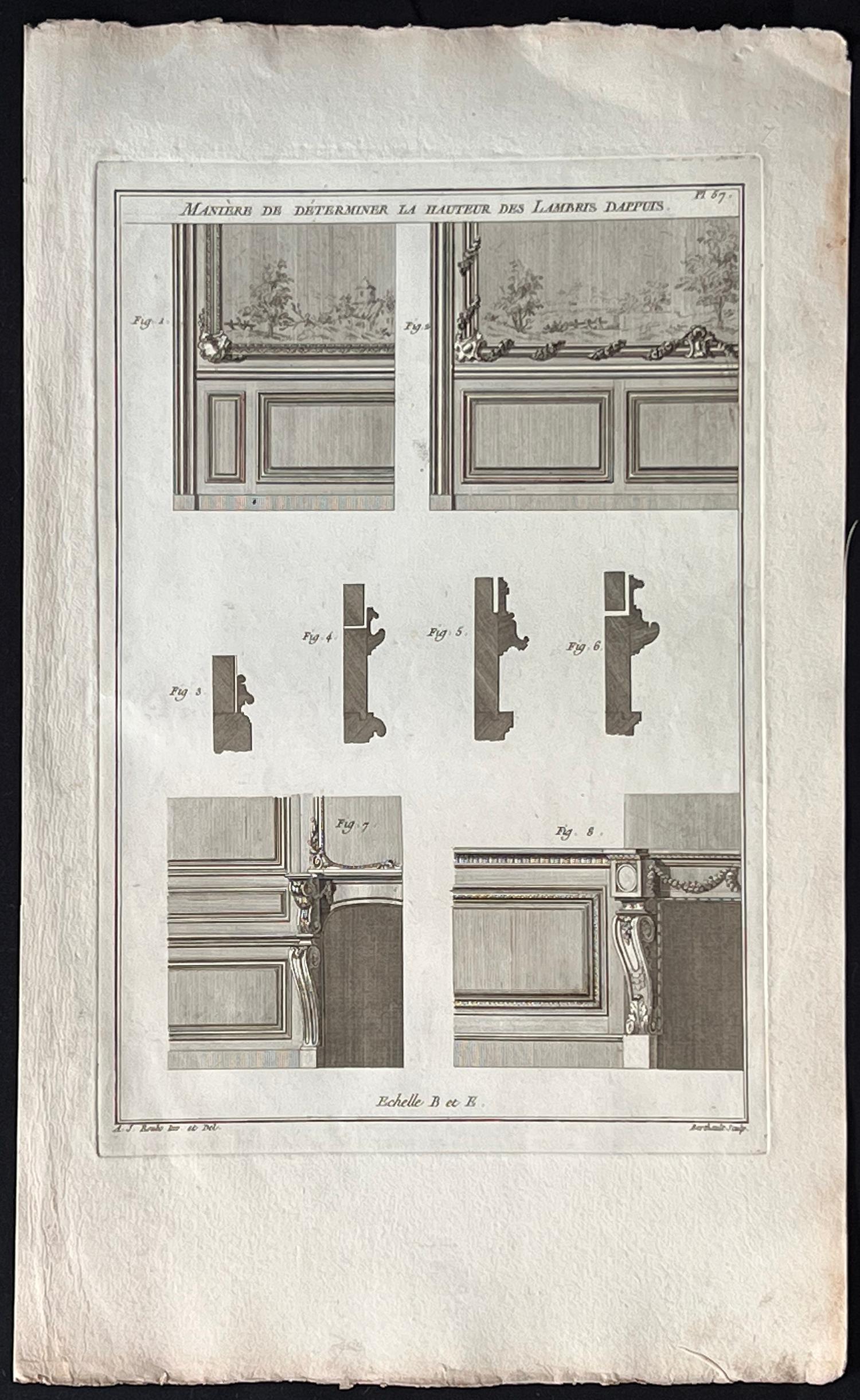 Manière de Déterminer La Hauteur, Roubo, gravure de conception d'ébénisterie française - Print de Andre Jacob Roubo