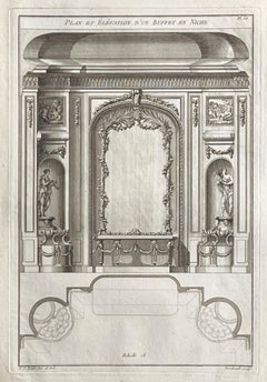 Plan et Elevation d'un Buffet en Niche, Roubo French design engraving