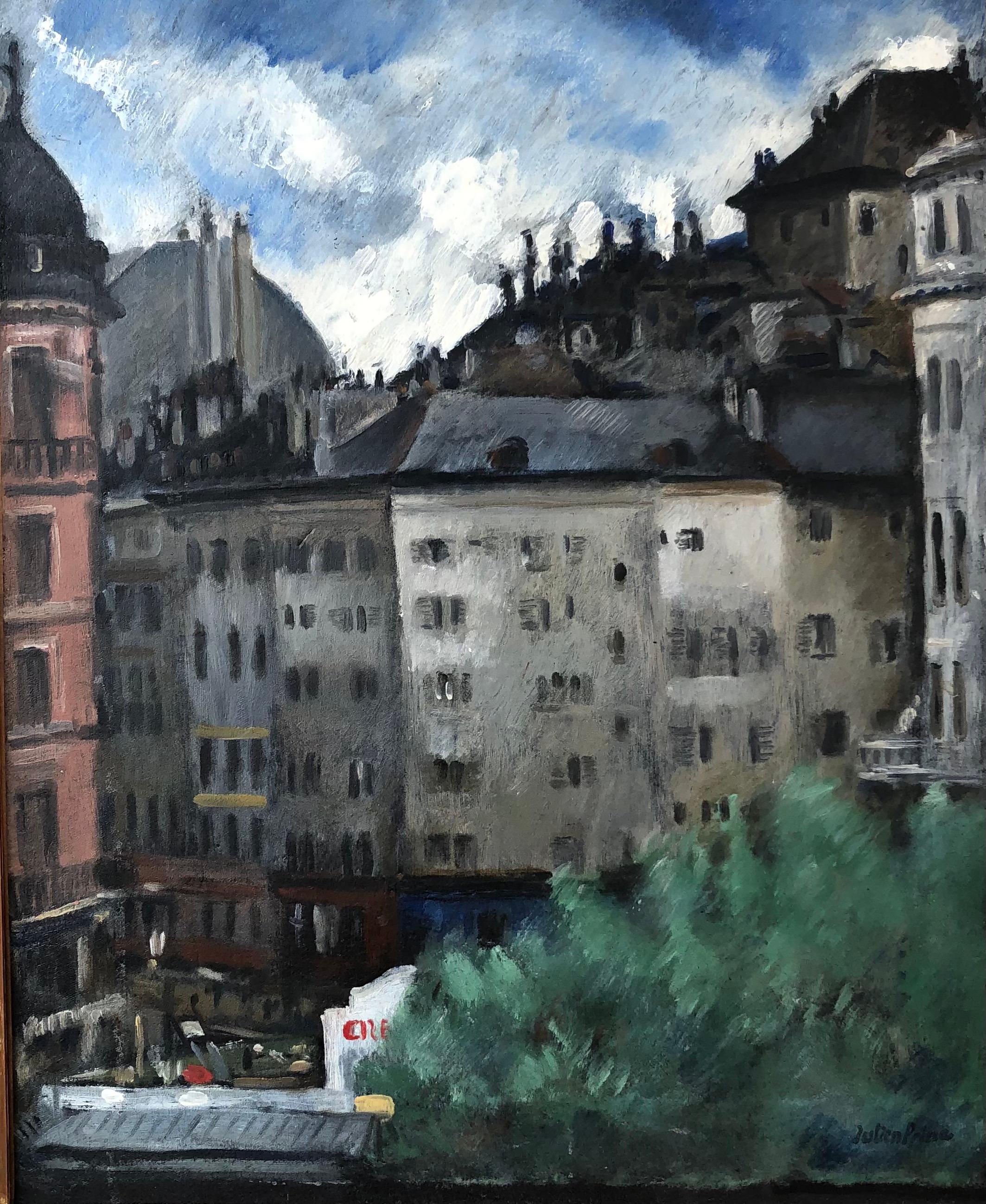 André Julien Prina Landscape Painting - Building and city skyline
